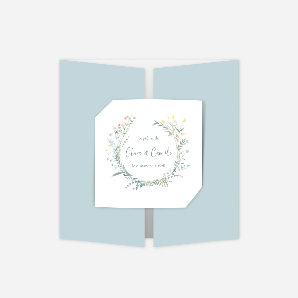 Faire-part baptême Couronne florale III