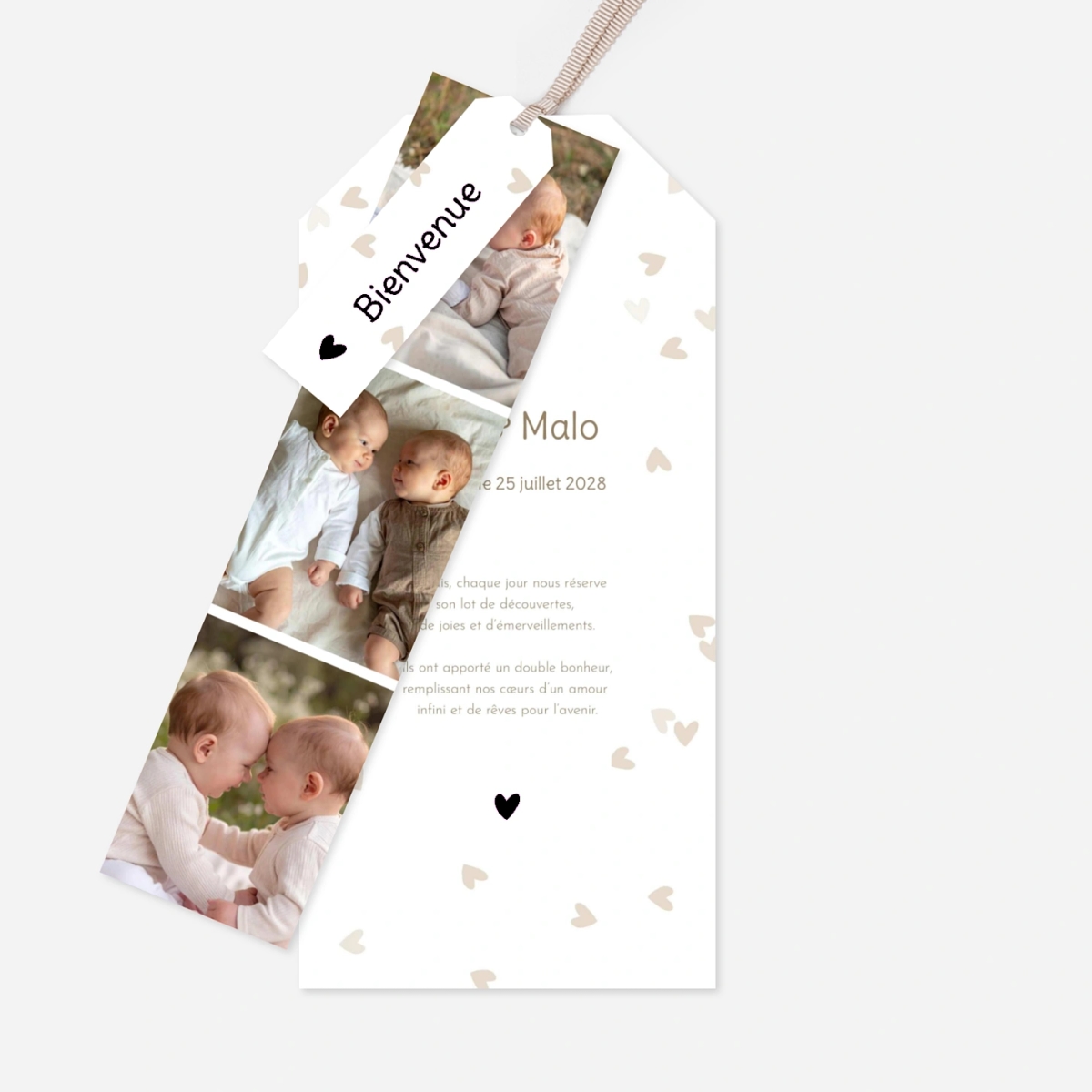 Faire-part naissance Cœurs à l'unisson