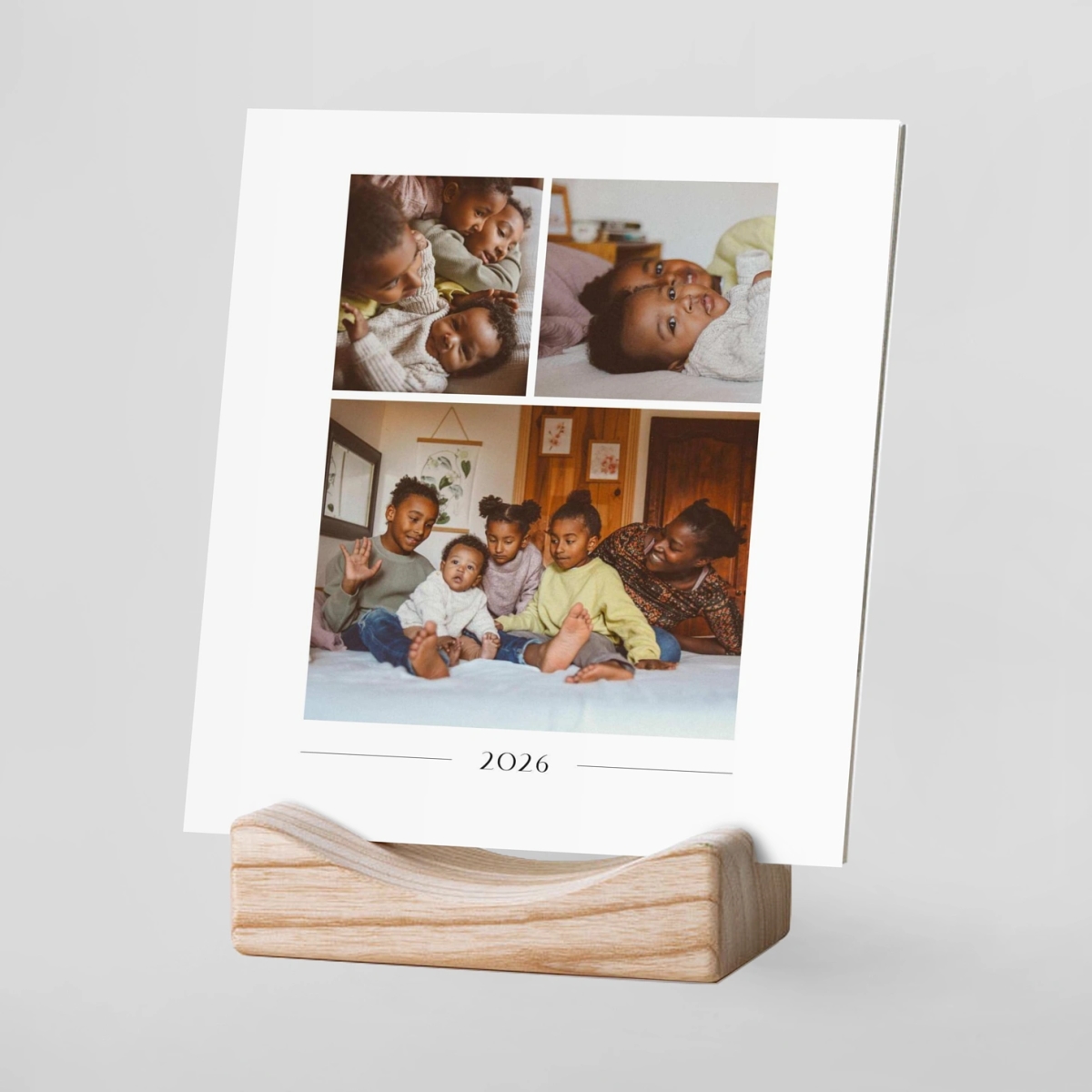 Calendrier photo avec support bois Collage Moderne