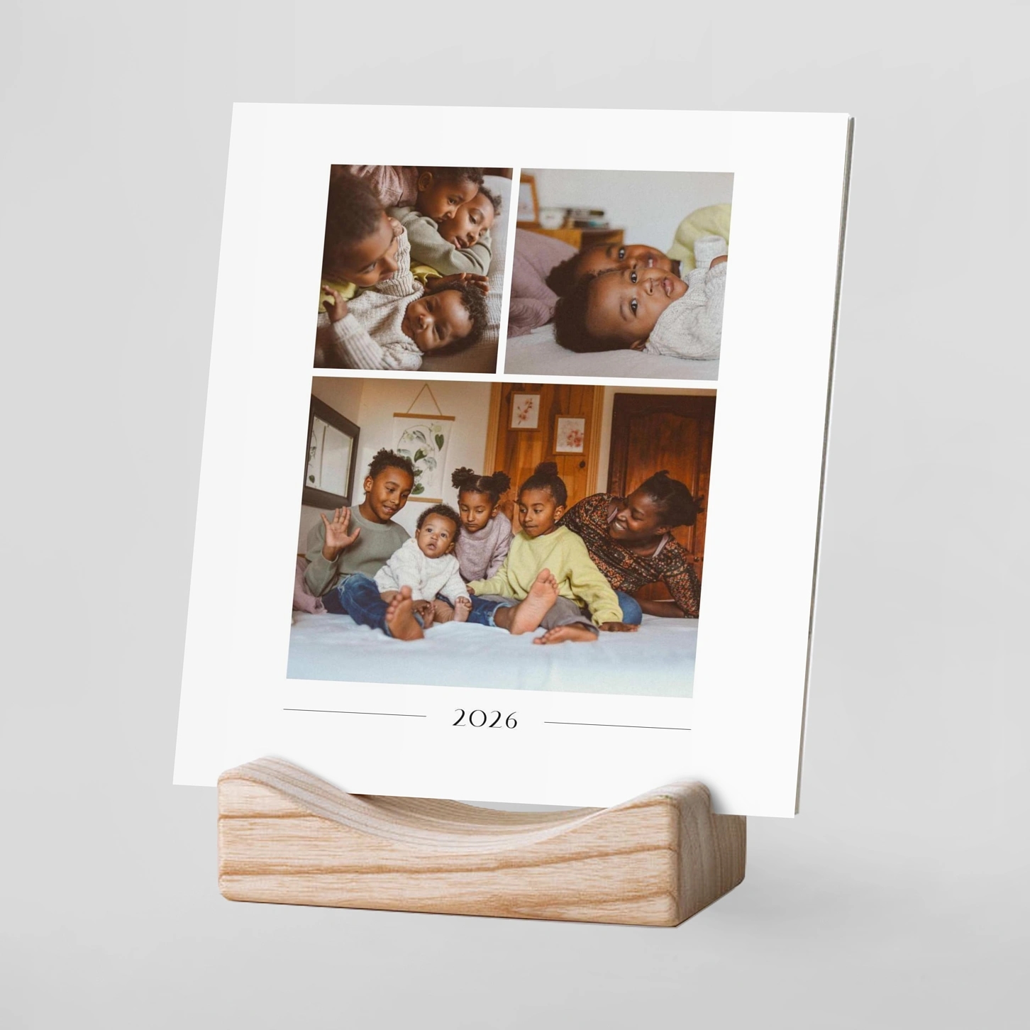Calendrier photo avec support bois Collage Moderne