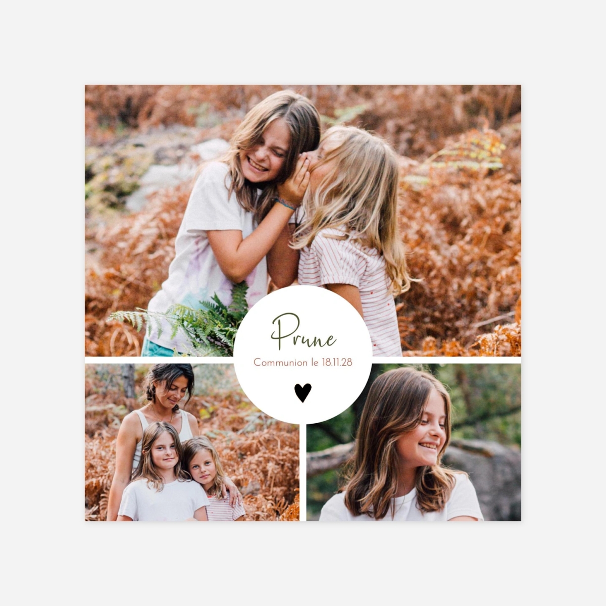 Invitation communion Coeur Médaillon