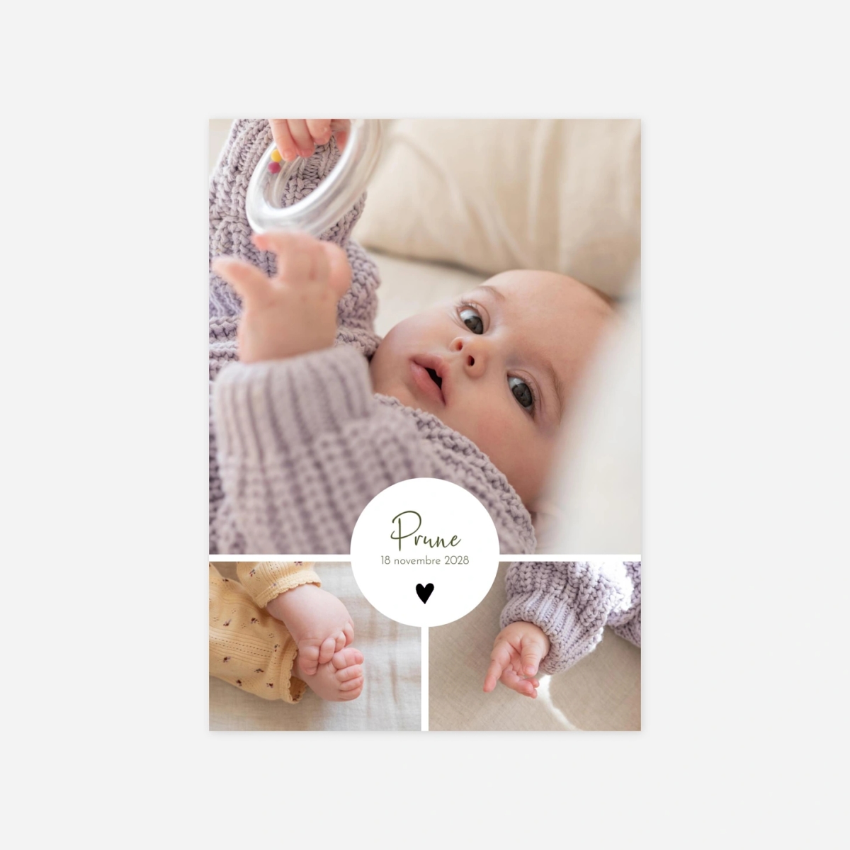 Faire-part naissance Coeur Médaillon