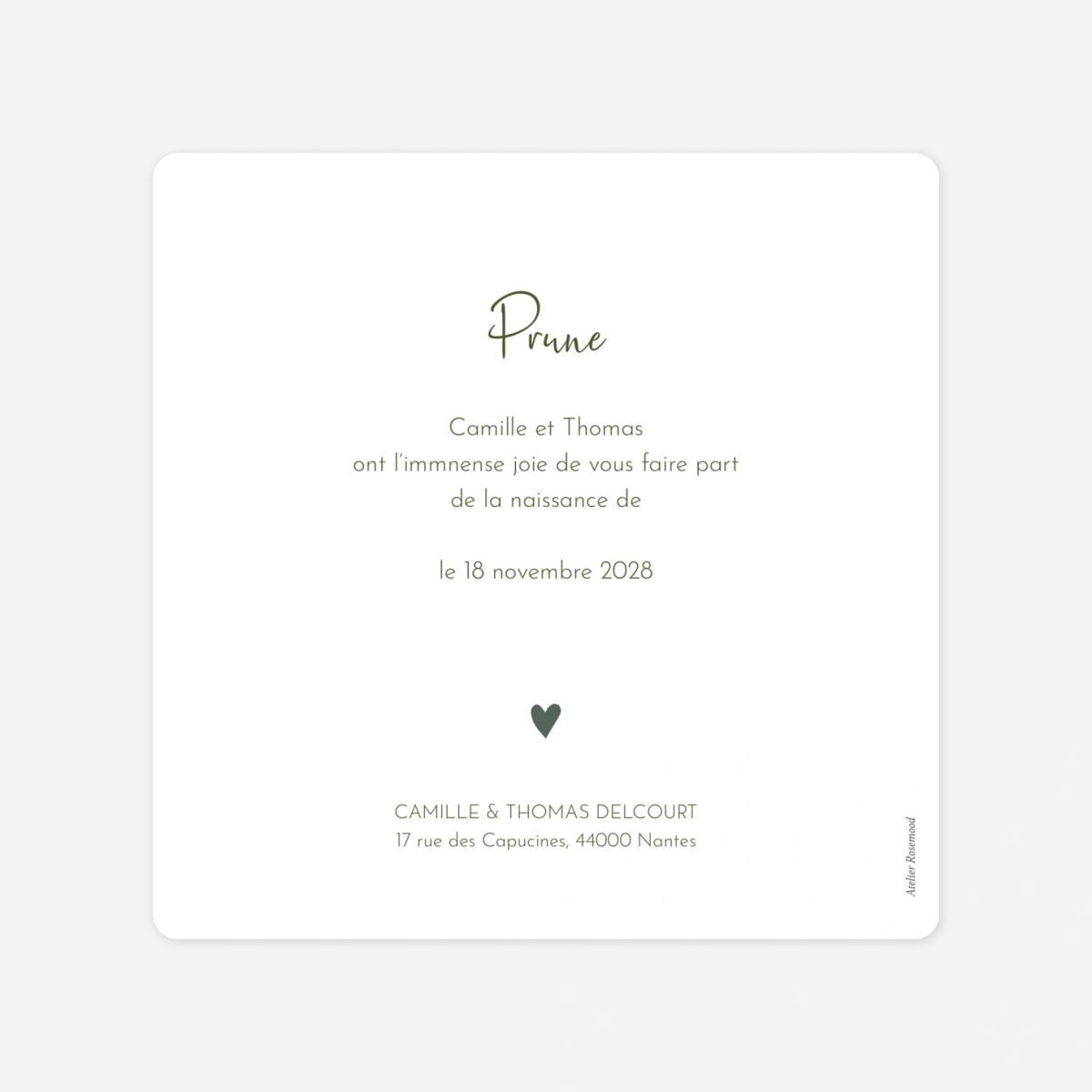 Faire-part naissance Coeur Médaillon