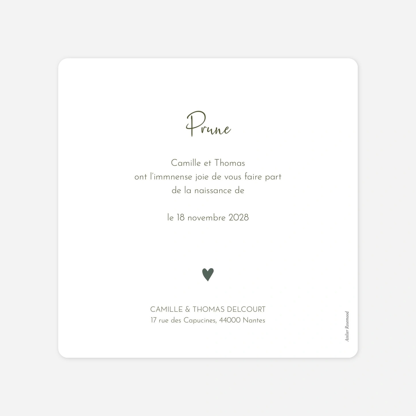 Faire-part naissance Coeur Médaillon