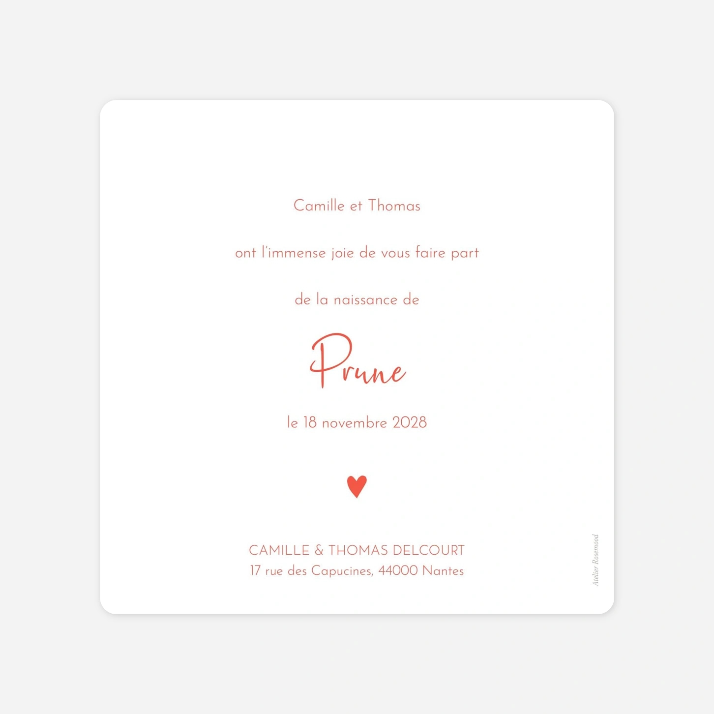 Faire-part naissance Cœur médaillon