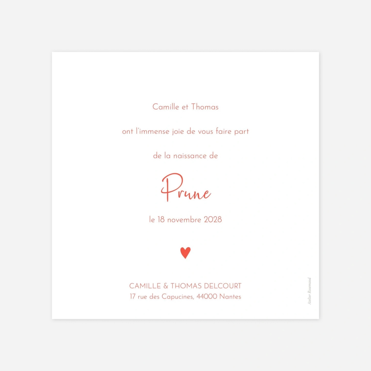 Faire-part naissance Cœur médaillon