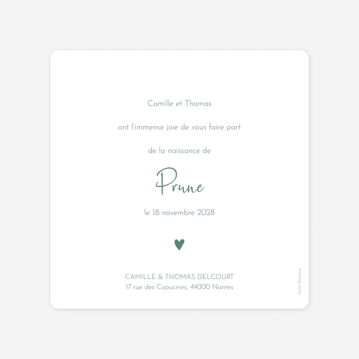 Faire-part naissance Cœur médaillon