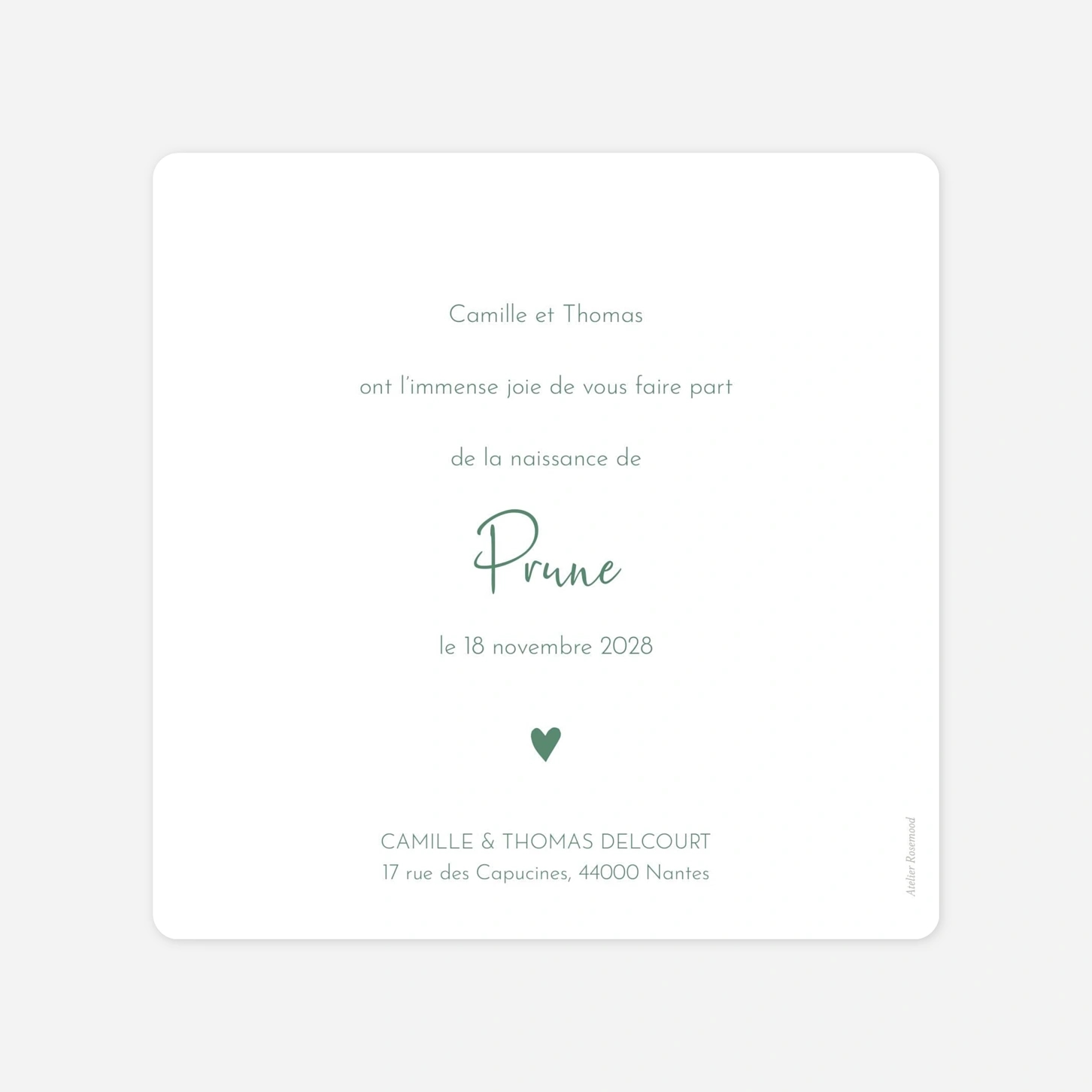 Faire-part naissance Cœur médaillon