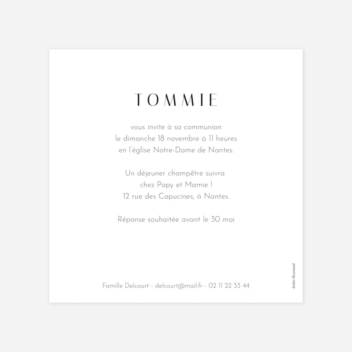 Invitation communion Cœur d'or