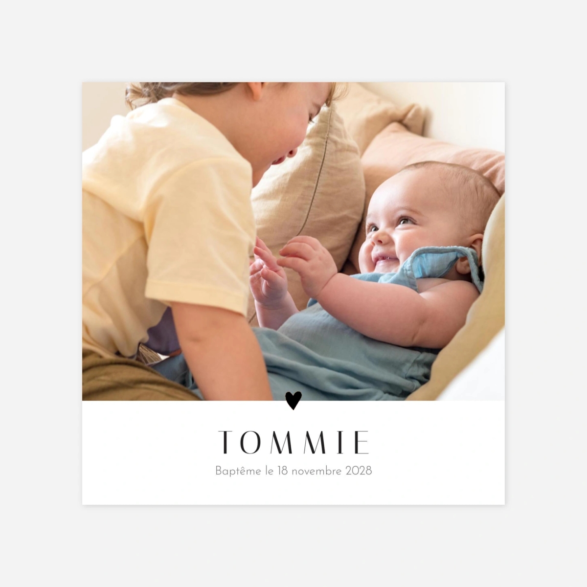 Faire-part baptême Cœur d'or