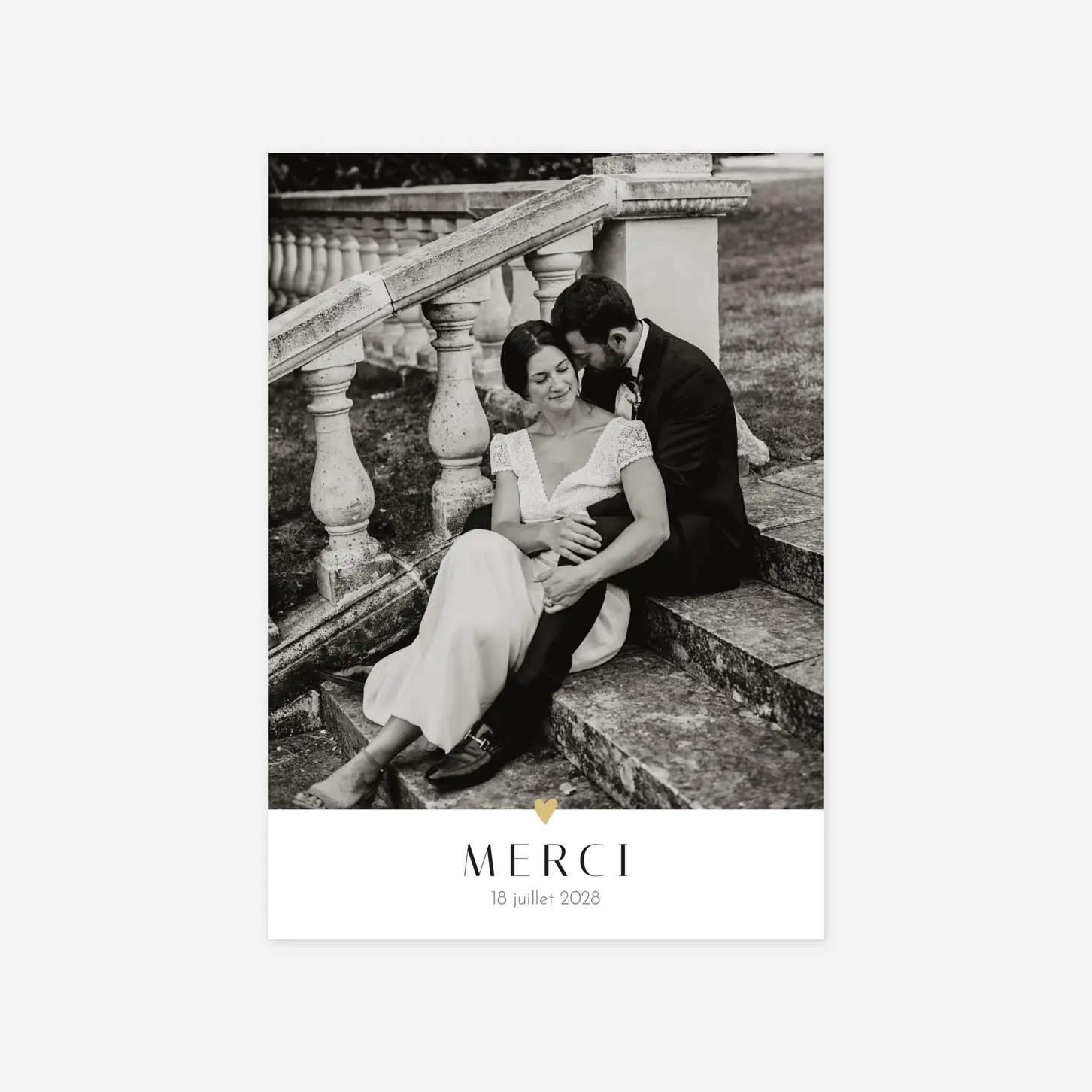 Carte de remerciements Cœur d'or