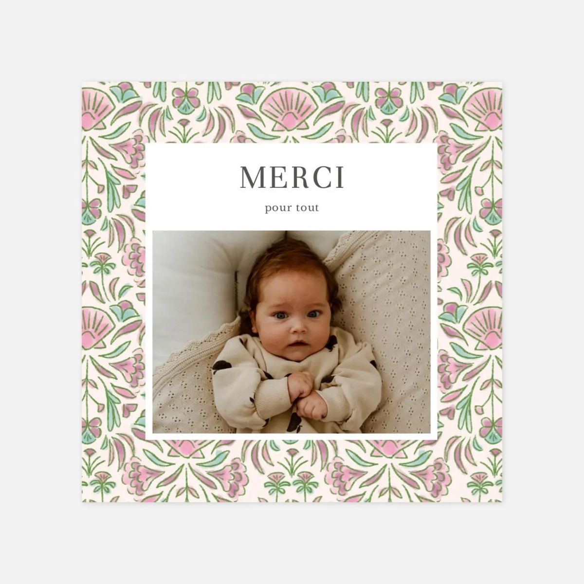 Carte remerciement naissance Élégant coquillage