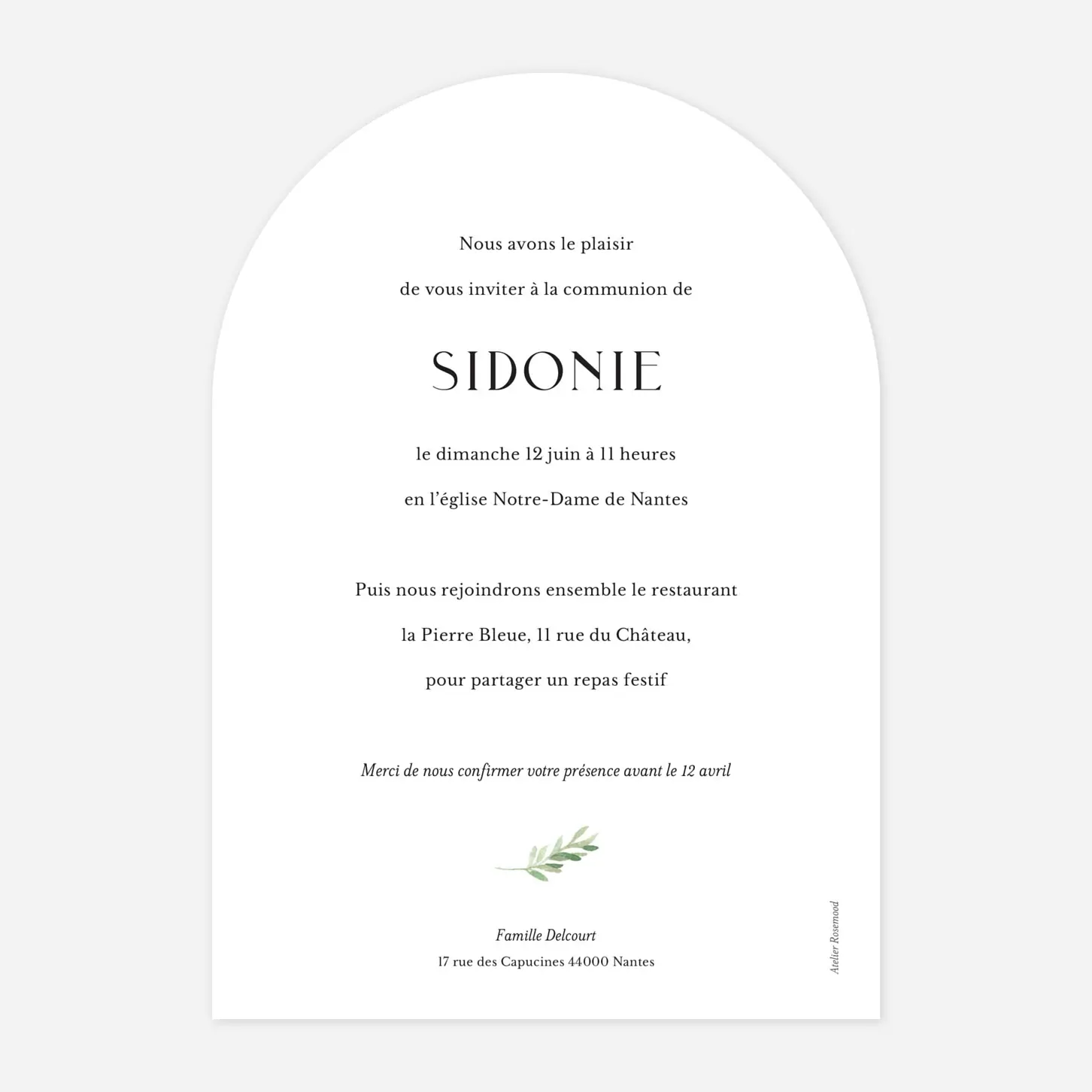 Invitation communion Cœur végétal