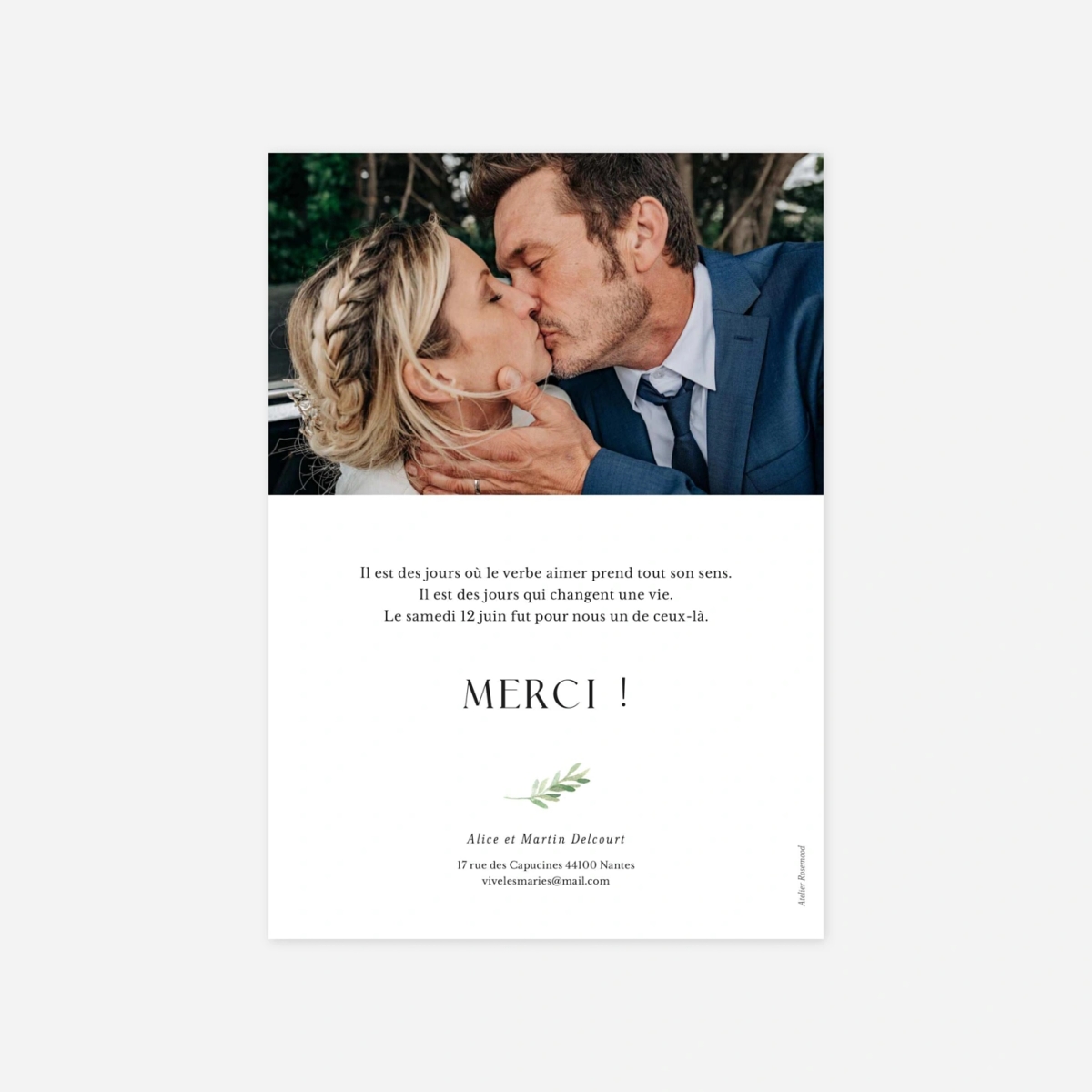 Carte de remerciements Cœur végétal