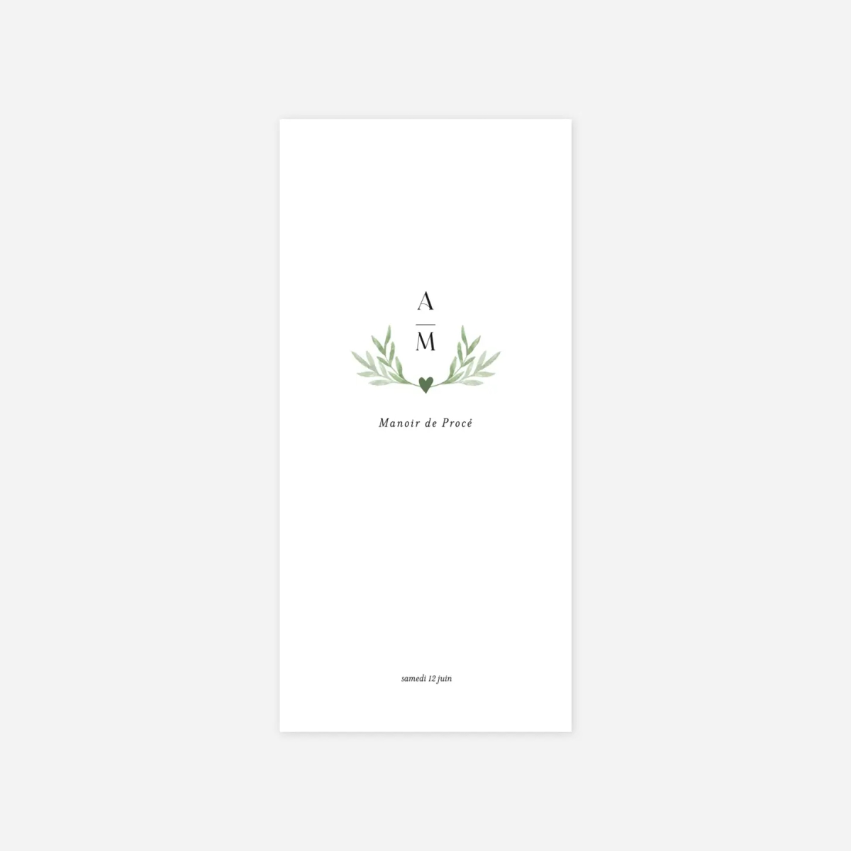 Menu mariage Cœur végétal