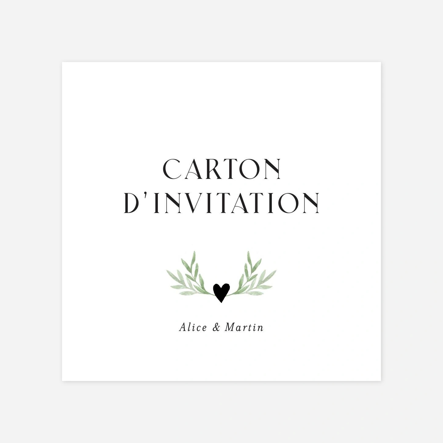 Carton d'invitation Cœur végétal