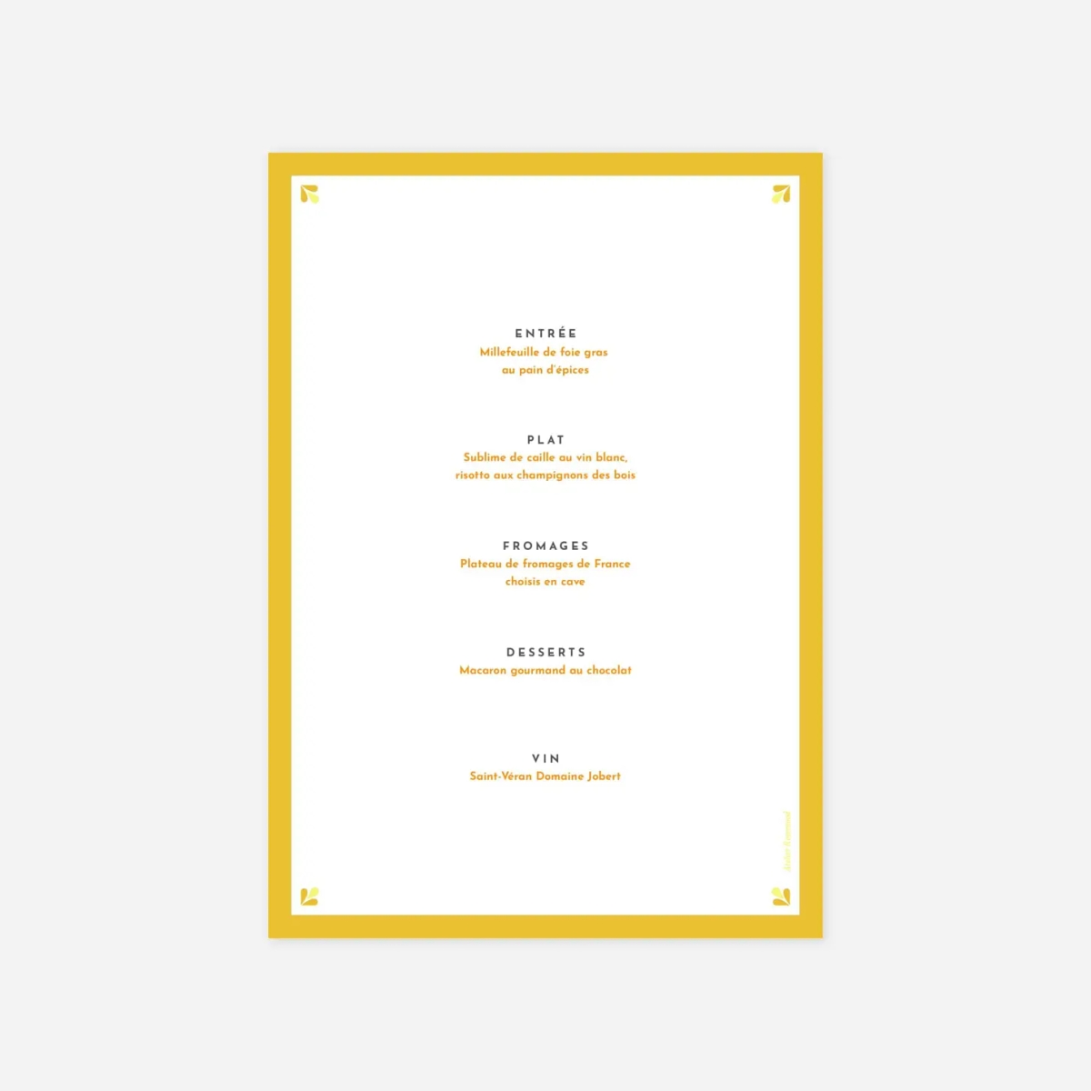 Menu baptême Croix folk