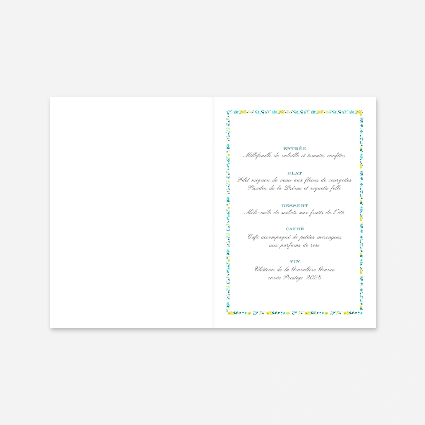 Menu baptême Croix Liberty