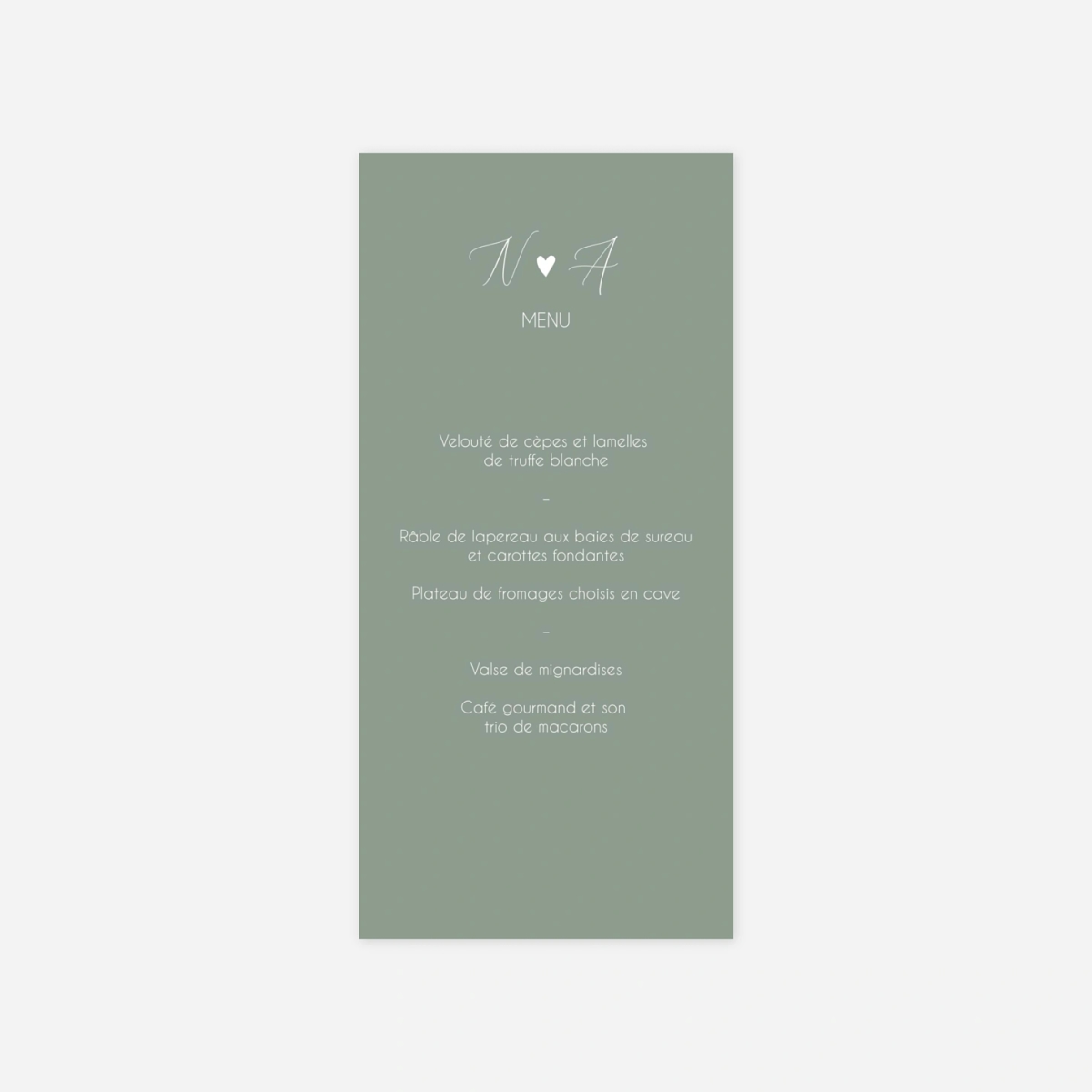 Menu mariage Cœur Sauvage