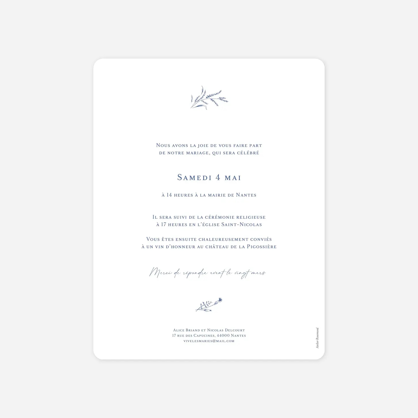 Faire-part mariage Couronne traditionnelle