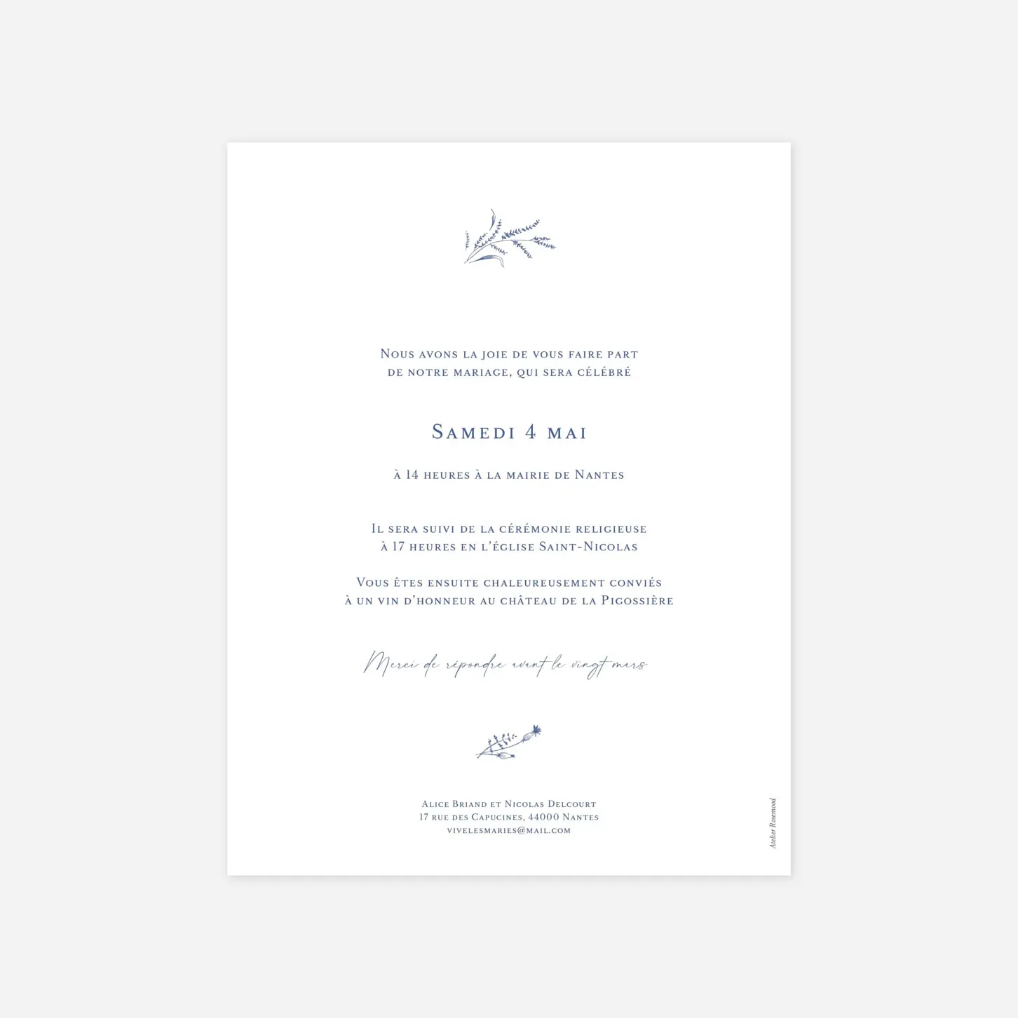 Faire-part mariage Couronne traditionnelle