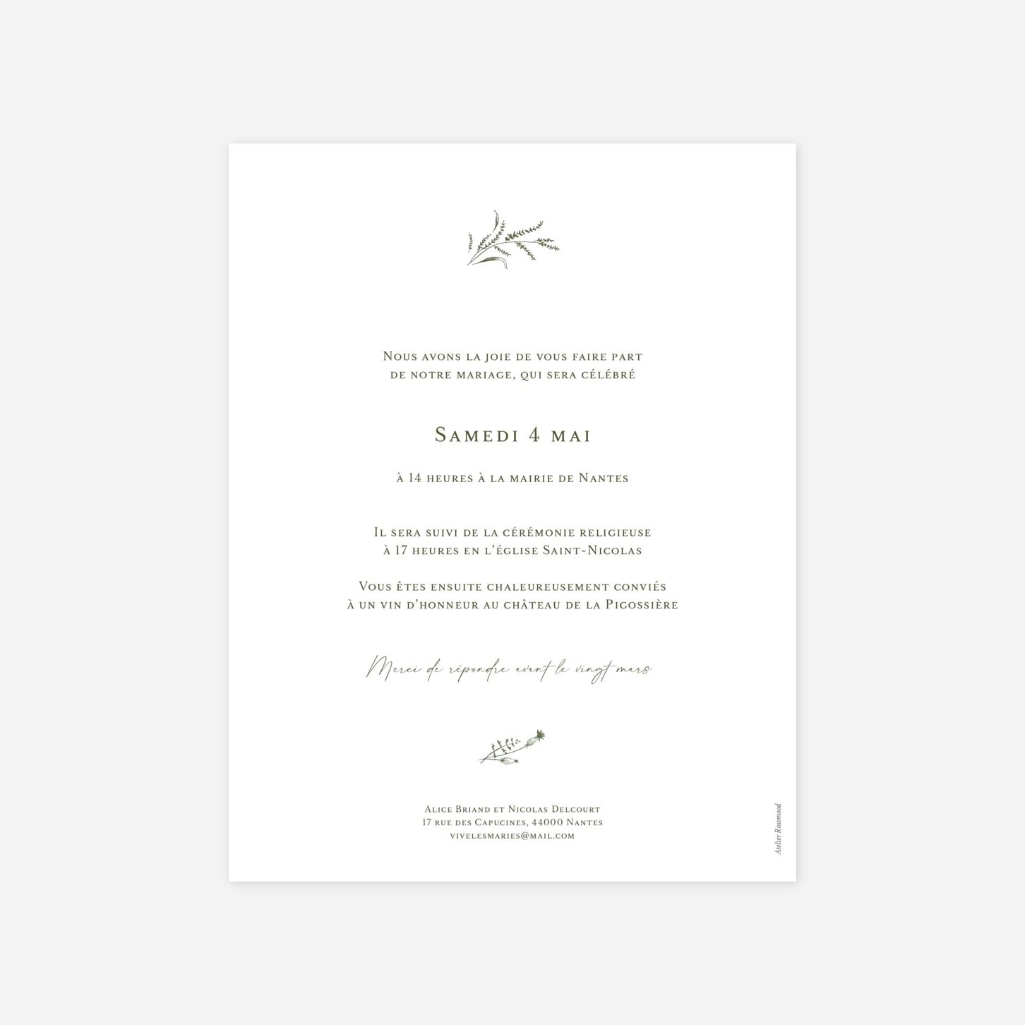 Faire-part mariage Couronne traditionnelle