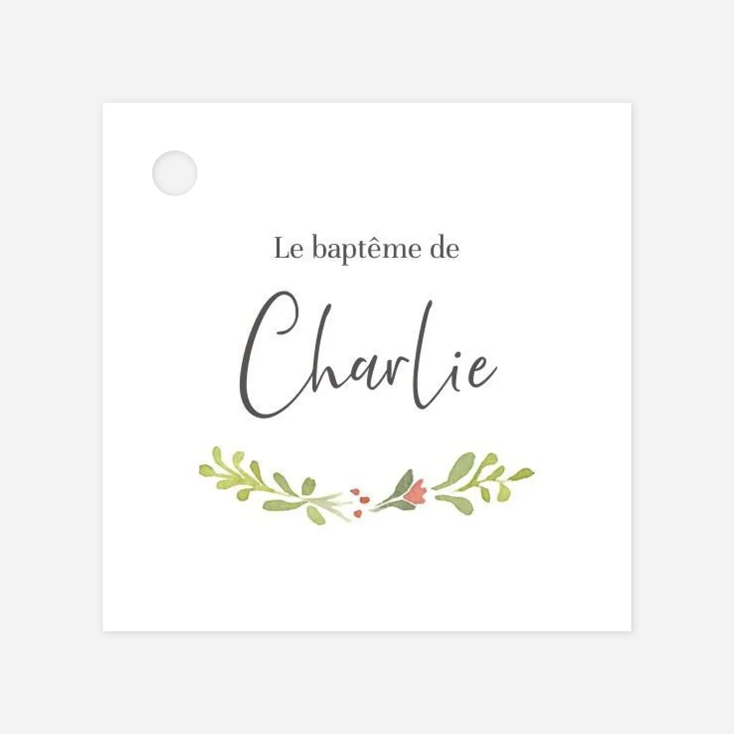 Étiquette baptême Cueillette