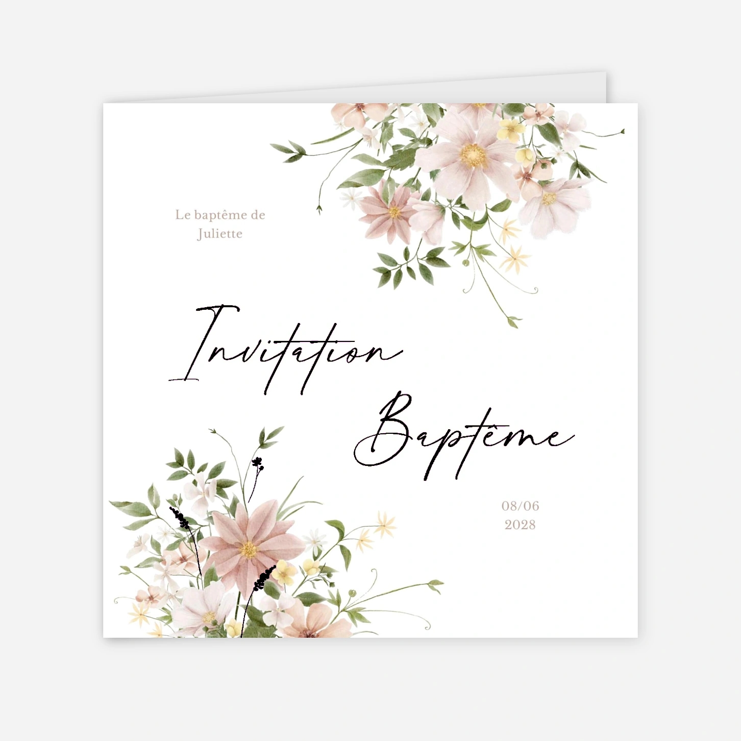 Faire-part baptême Doux baptême