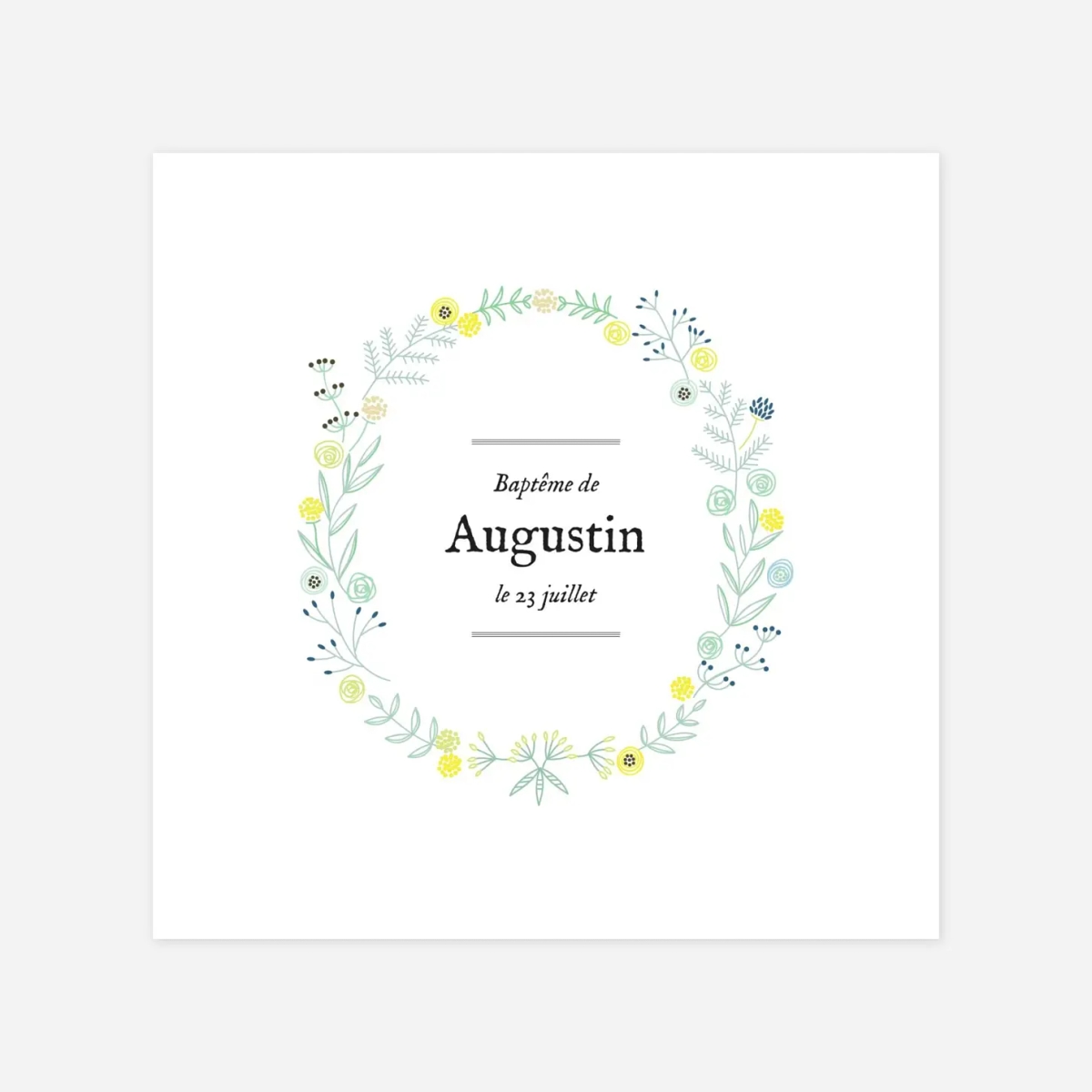 Faire-part baptême Douceur champêtre