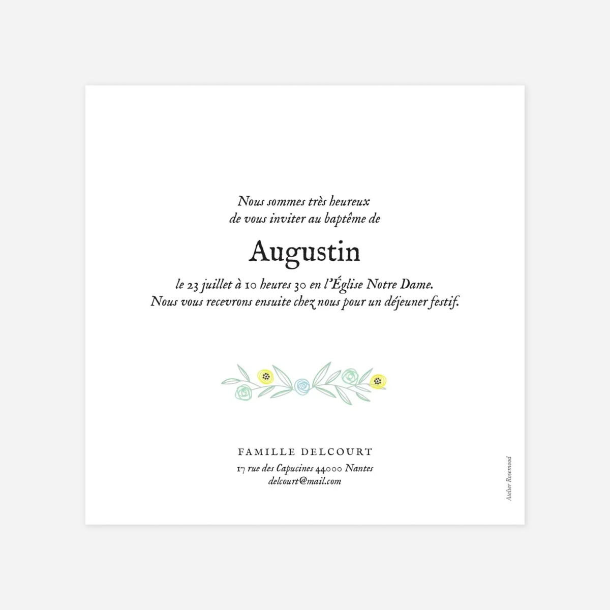 Faire-part baptême Douceur champêtre