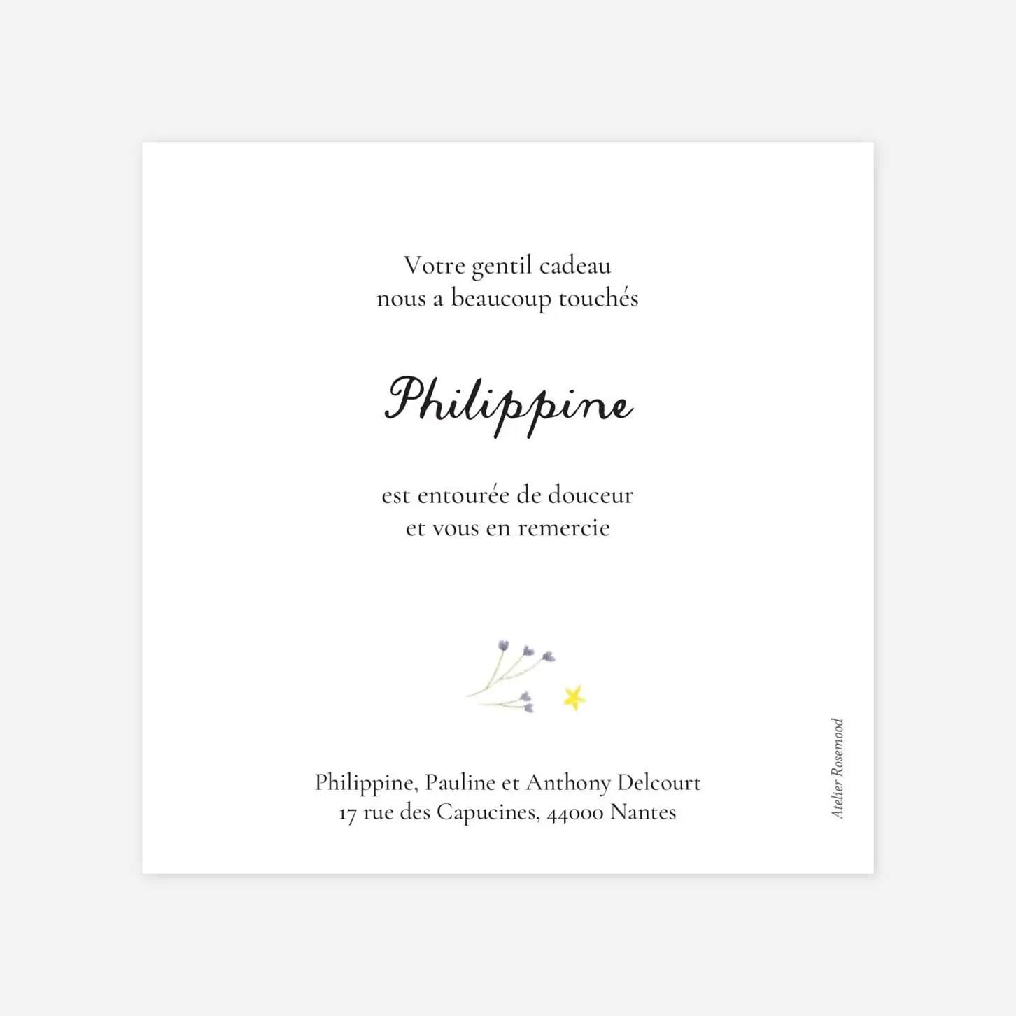 Carte remerciement naissance Danse de printemps