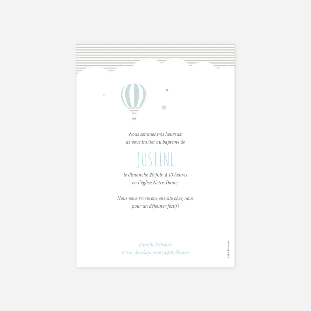 Faire-part baptême Dans le ciel photo