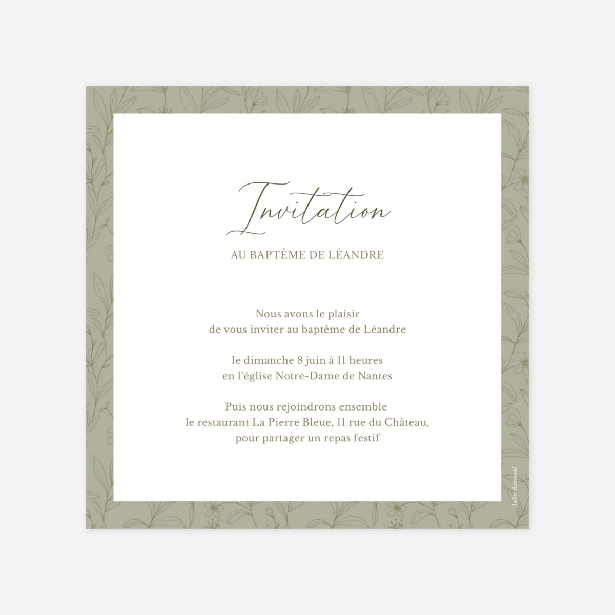 Faire-part baptême Douce lumière