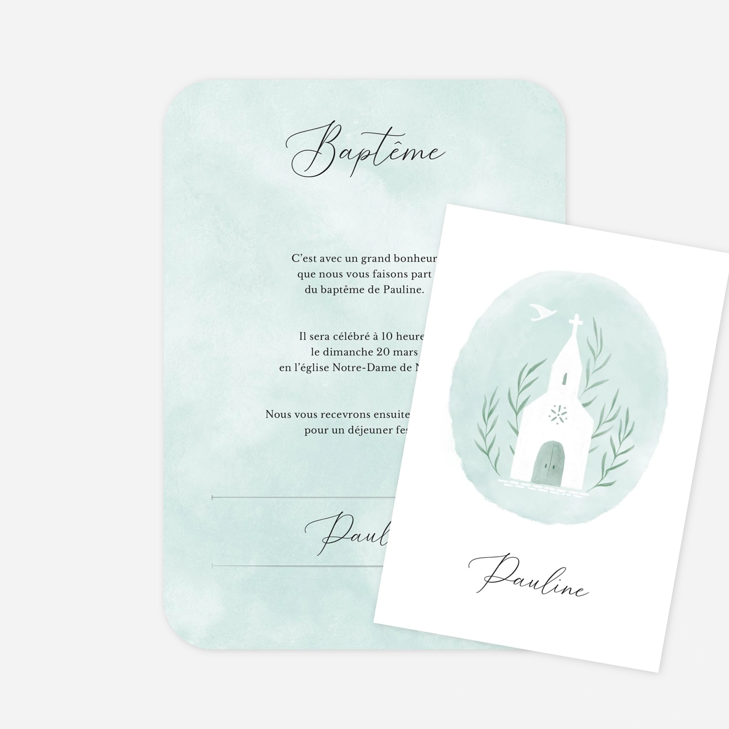 Faire-part baptême Doux médaillon