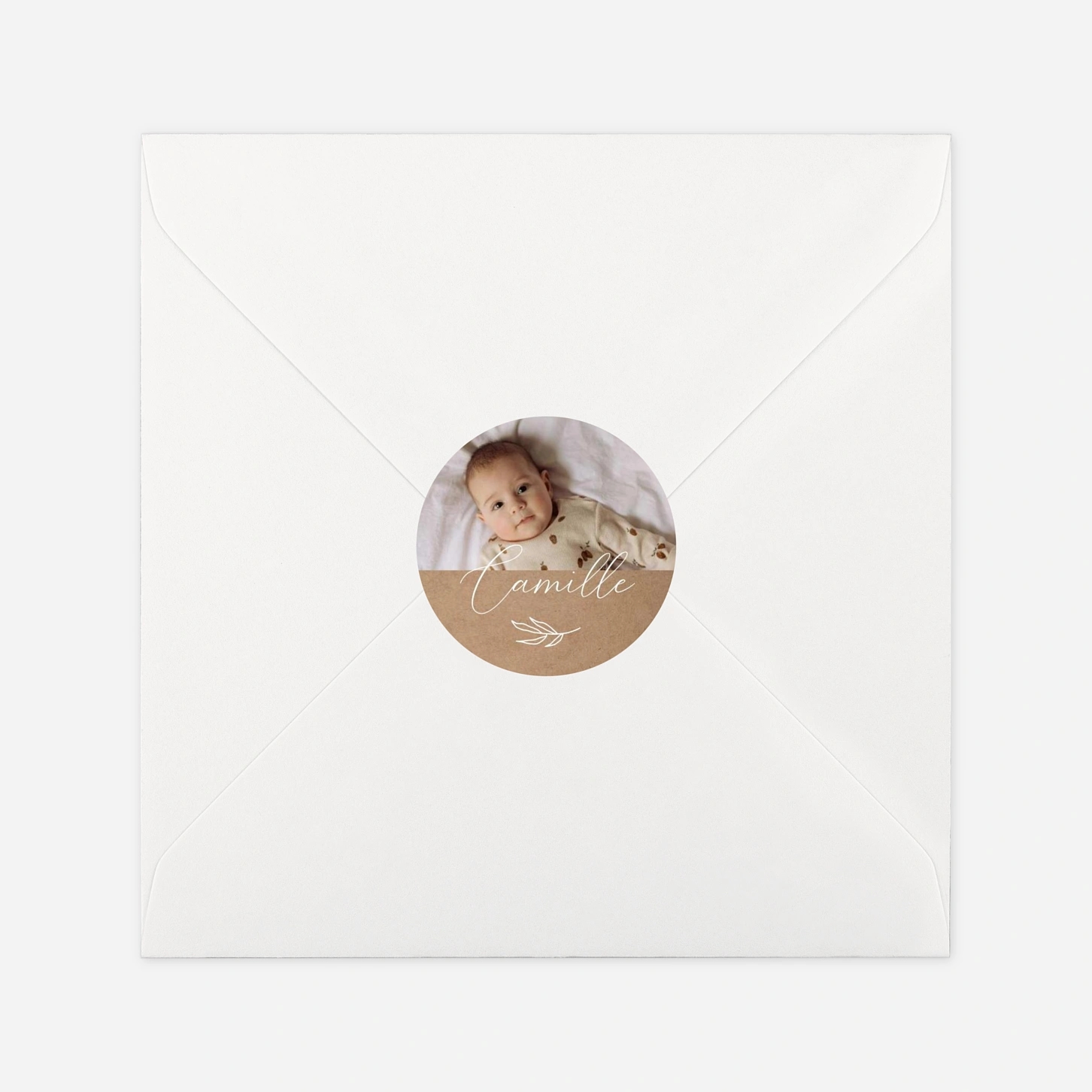Stickers pour enveloppes baptême Brin d’olivier