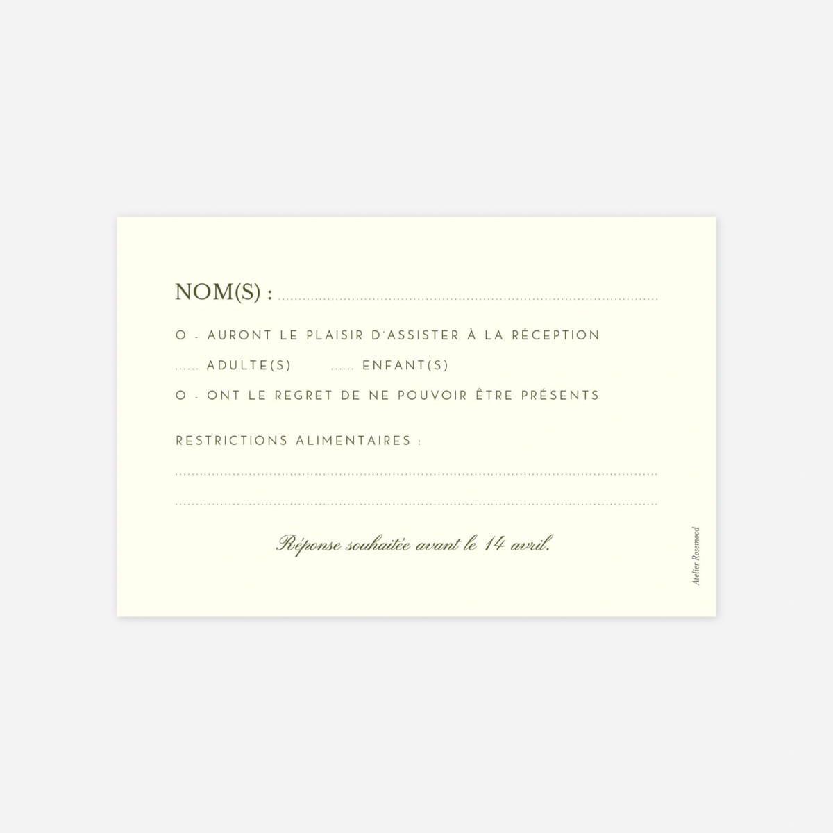 Carton réponse Dolce Amore