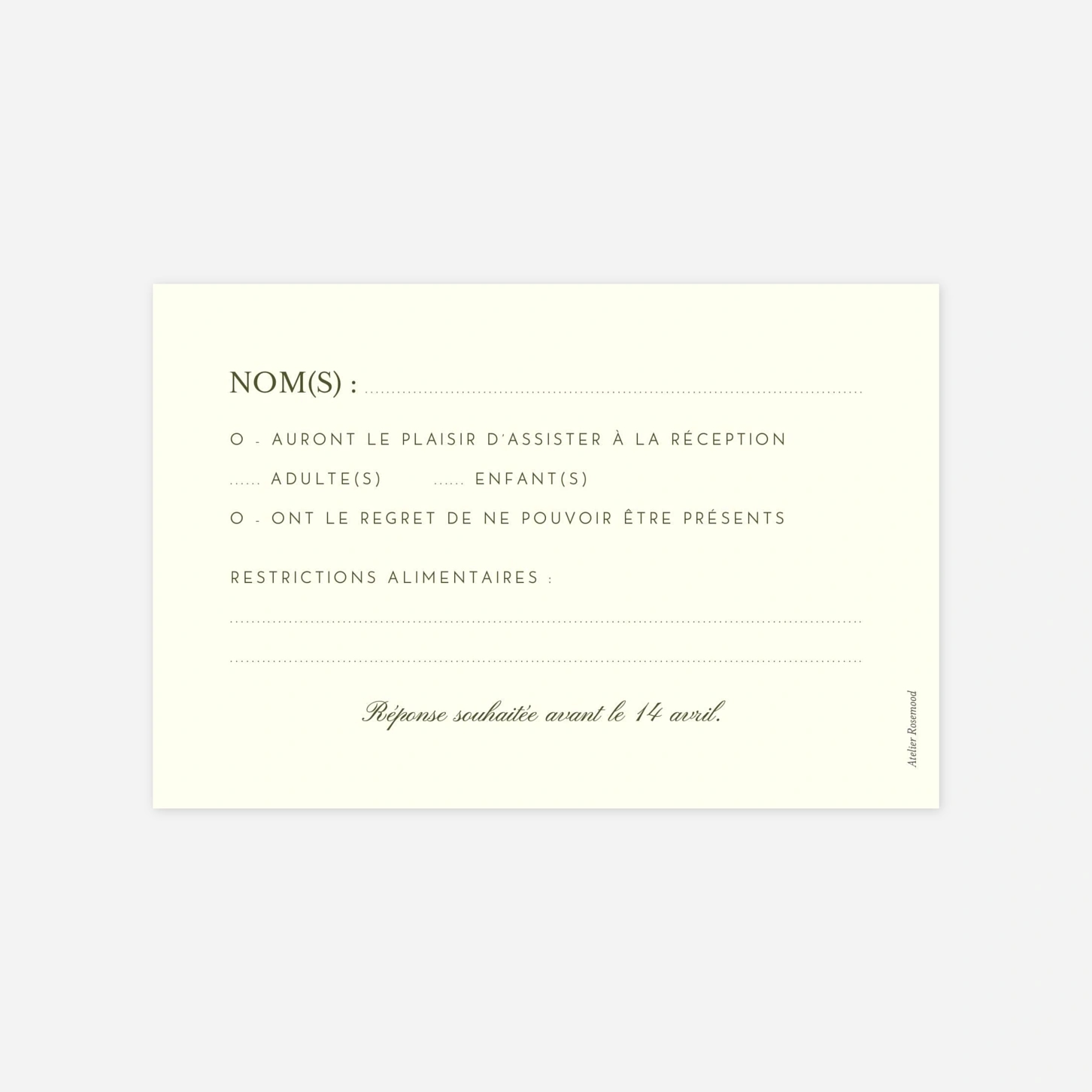 Carton réponse Dolce Amore