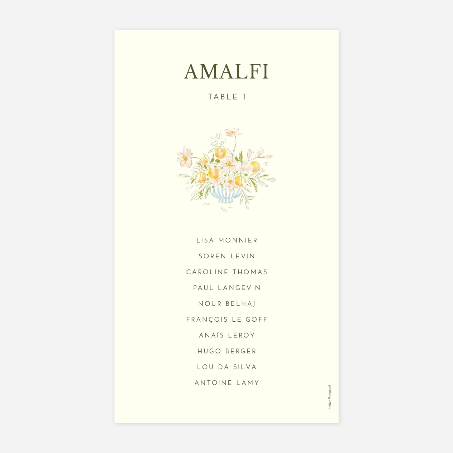 Nom de table mariage Dolce Amore