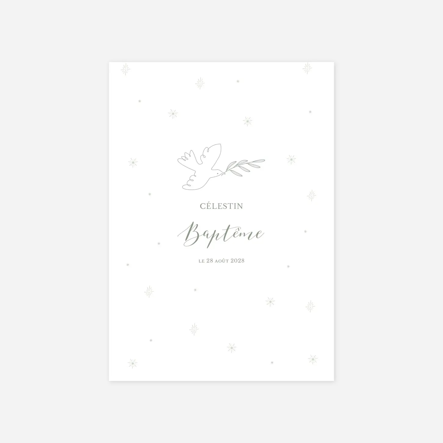 Menu baptême Douce colombe