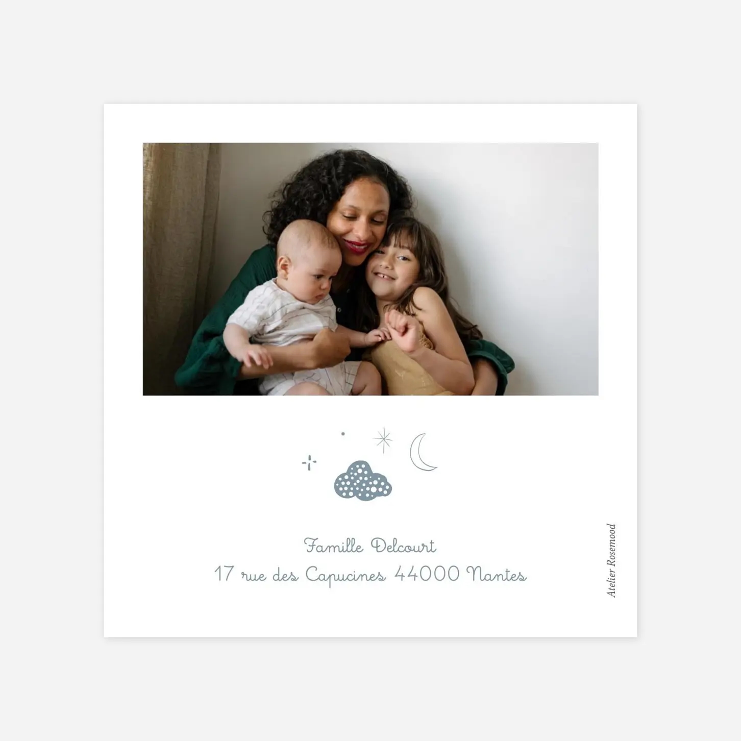 Carte remerciement naissance Merci douceur céleste