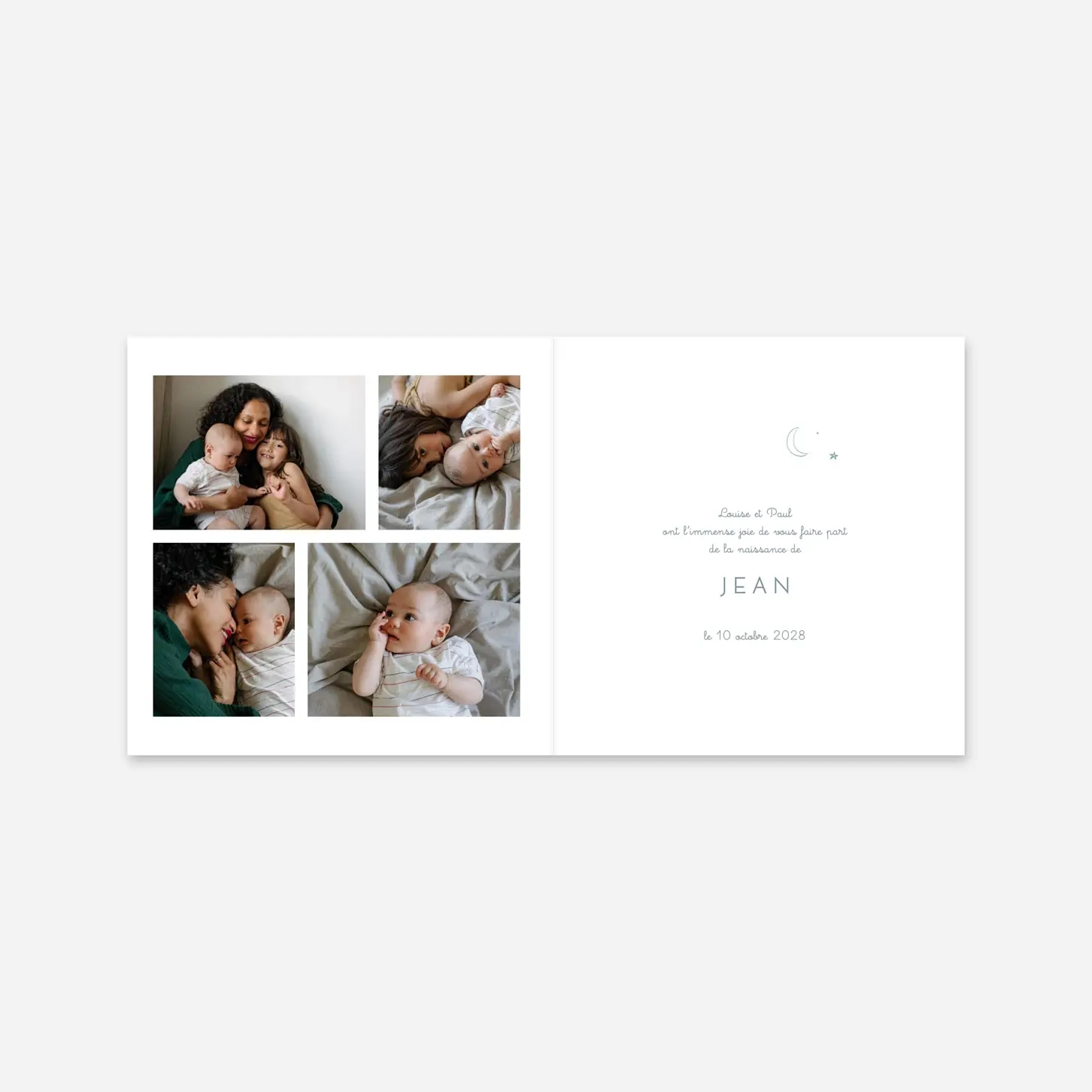 Faire-part naissance Merci douceur céleste