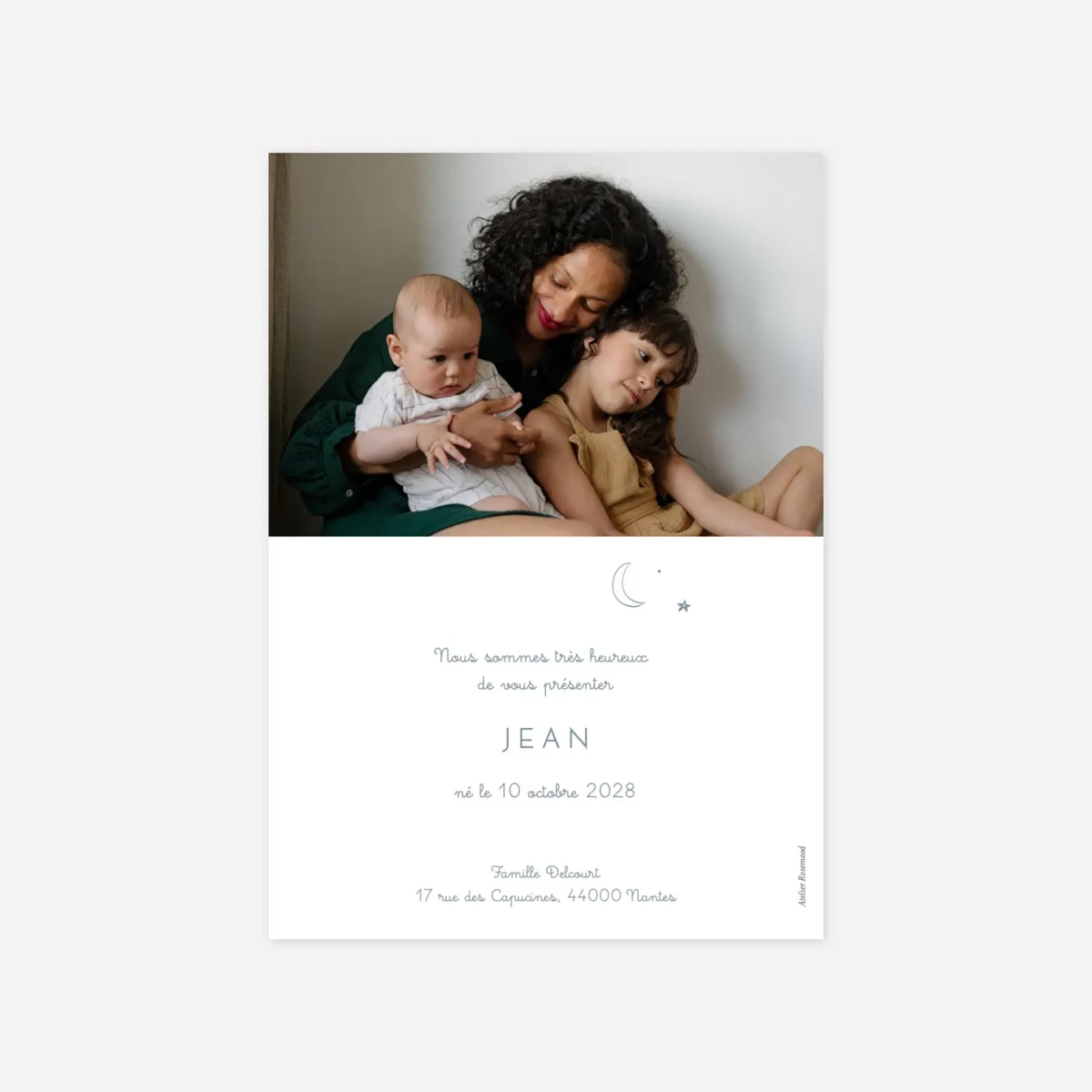 Faire-part naissance Merci douceur céleste