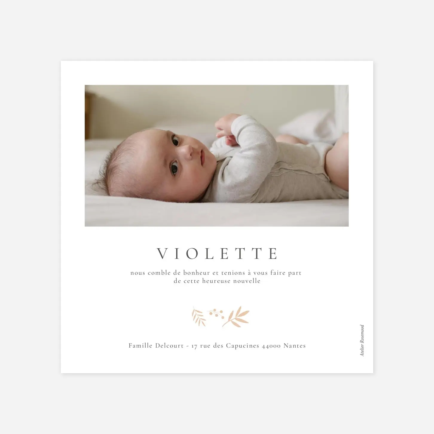 Faire-part naissance Doux feuillage