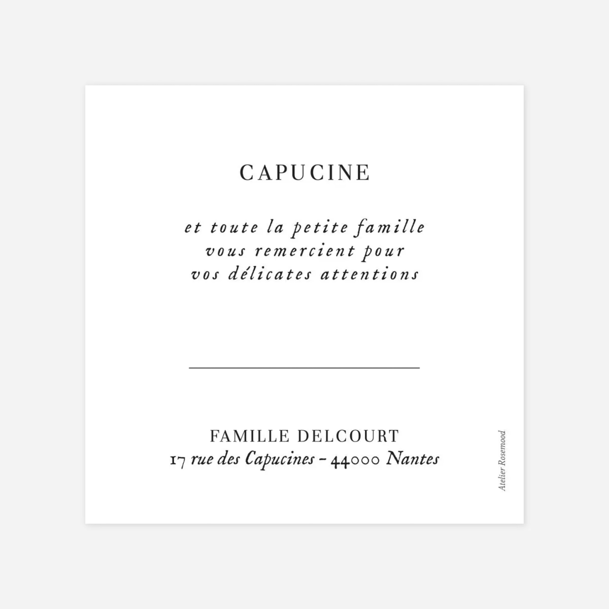 Carte remerciement naissance Doux instants