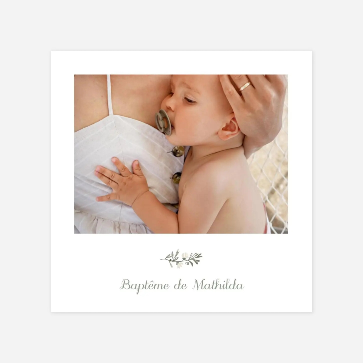 Carte remerciement baptême Douce lueur