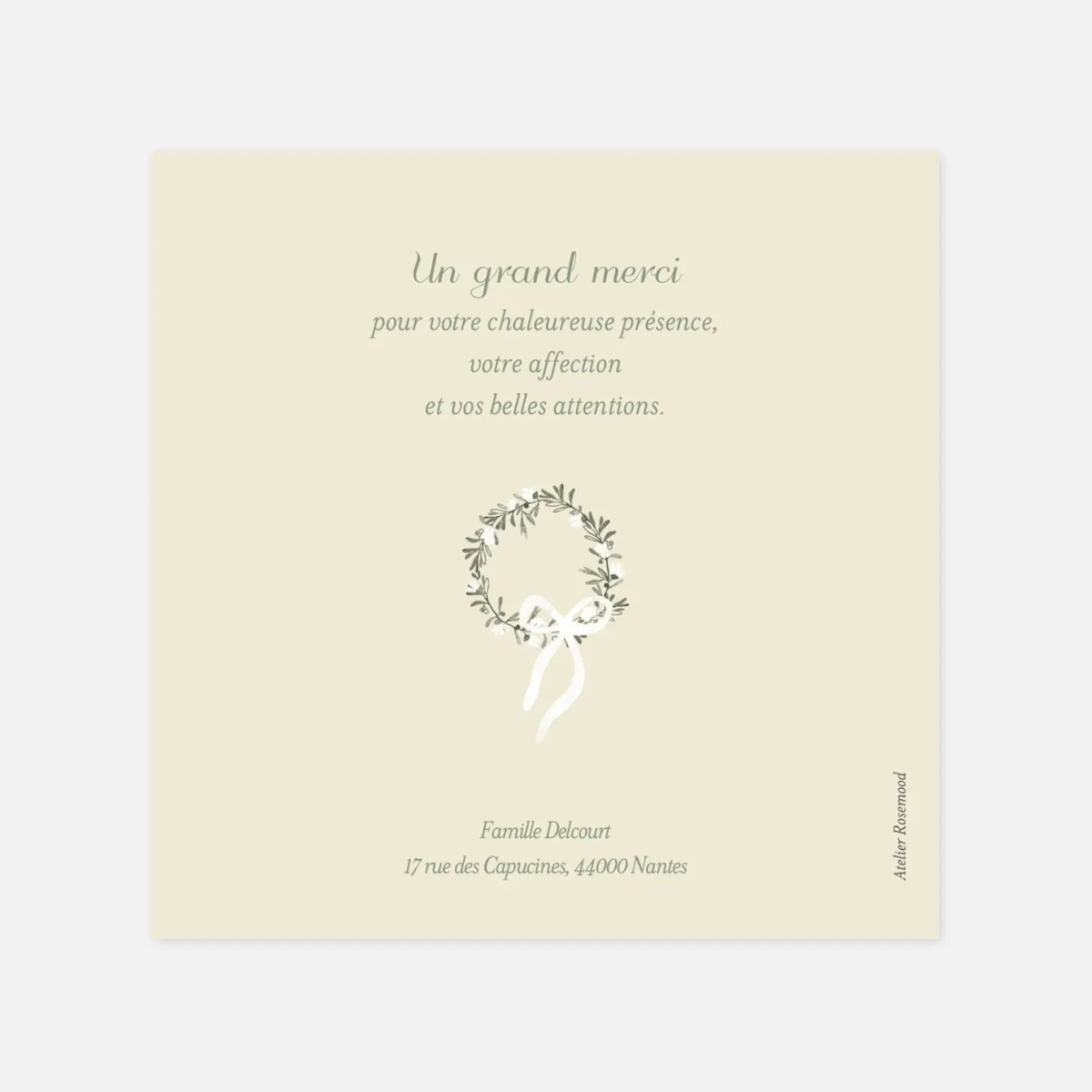 Carte remerciement baptême Douce lueur