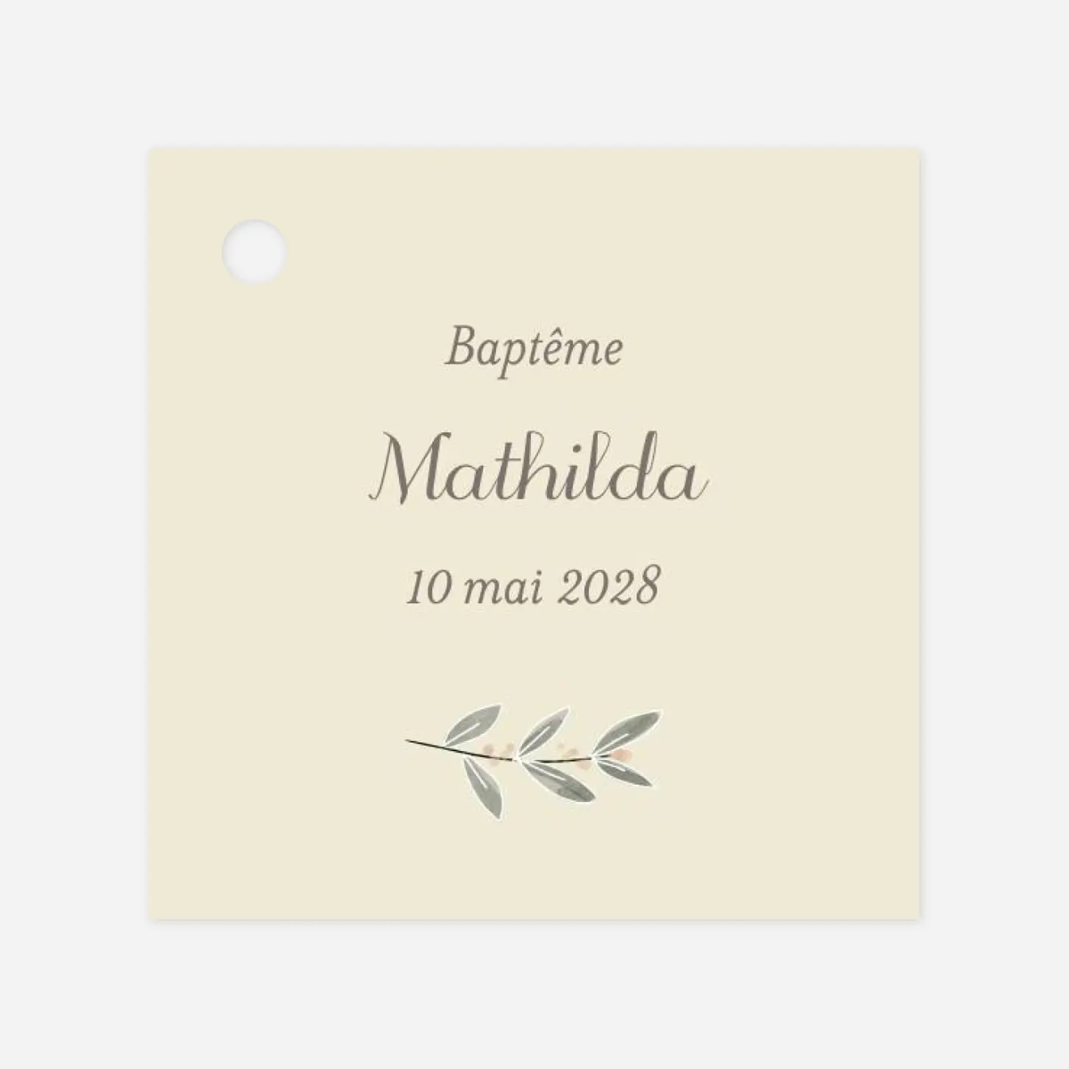 Étiquette baptême Douce lueur