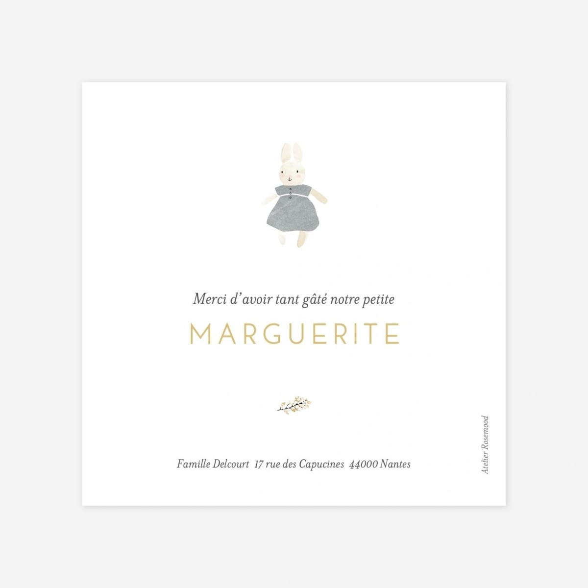 Carte remerciement naissance Doux rêves