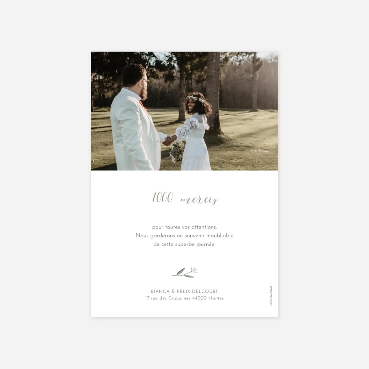 Carte de remerciements Douceur