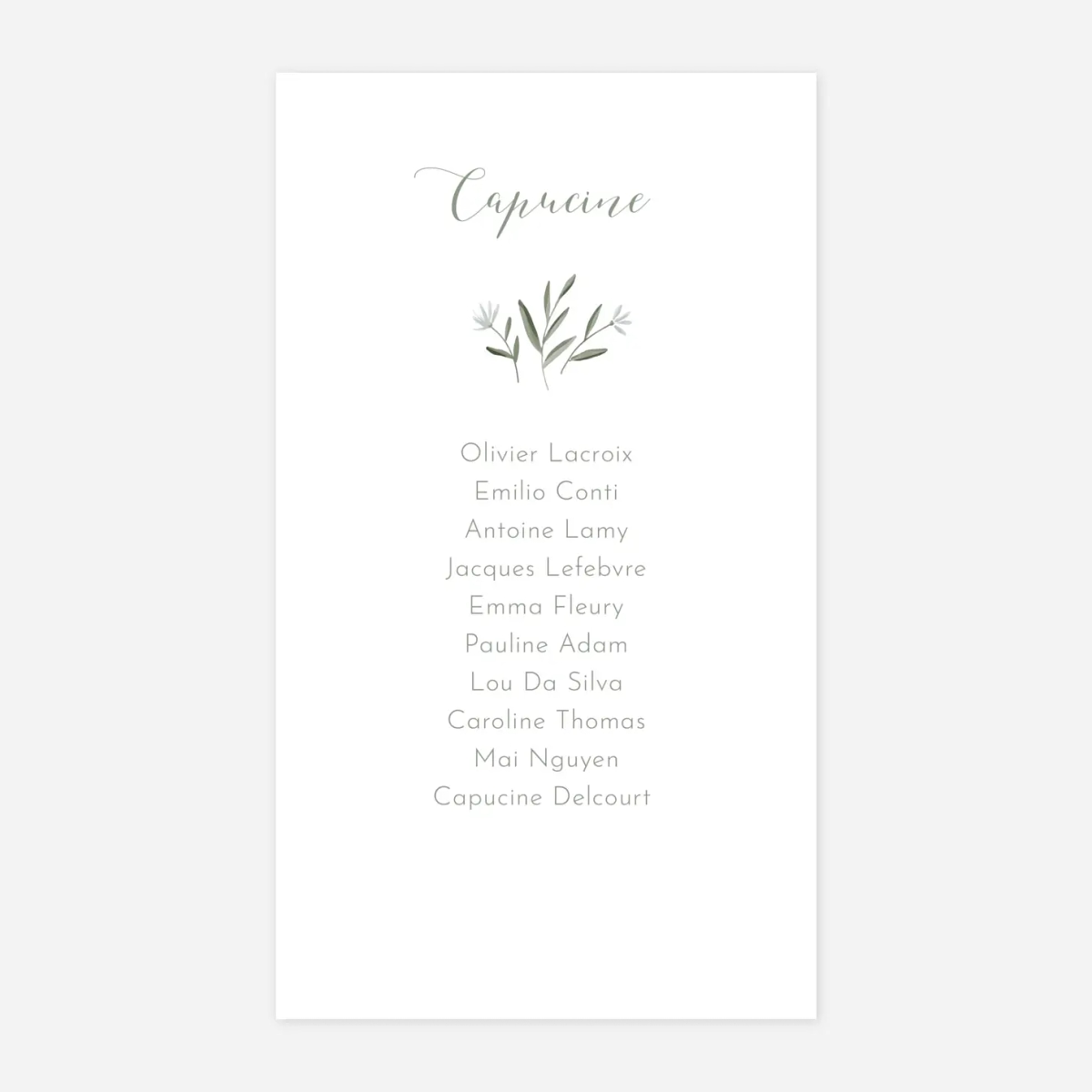 Nom de table mariage Douceur